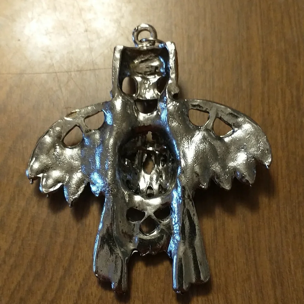 Vintage Southwestern Silver Tone Faux Turquoise Kachina Pendant - Picture 5 of 7
